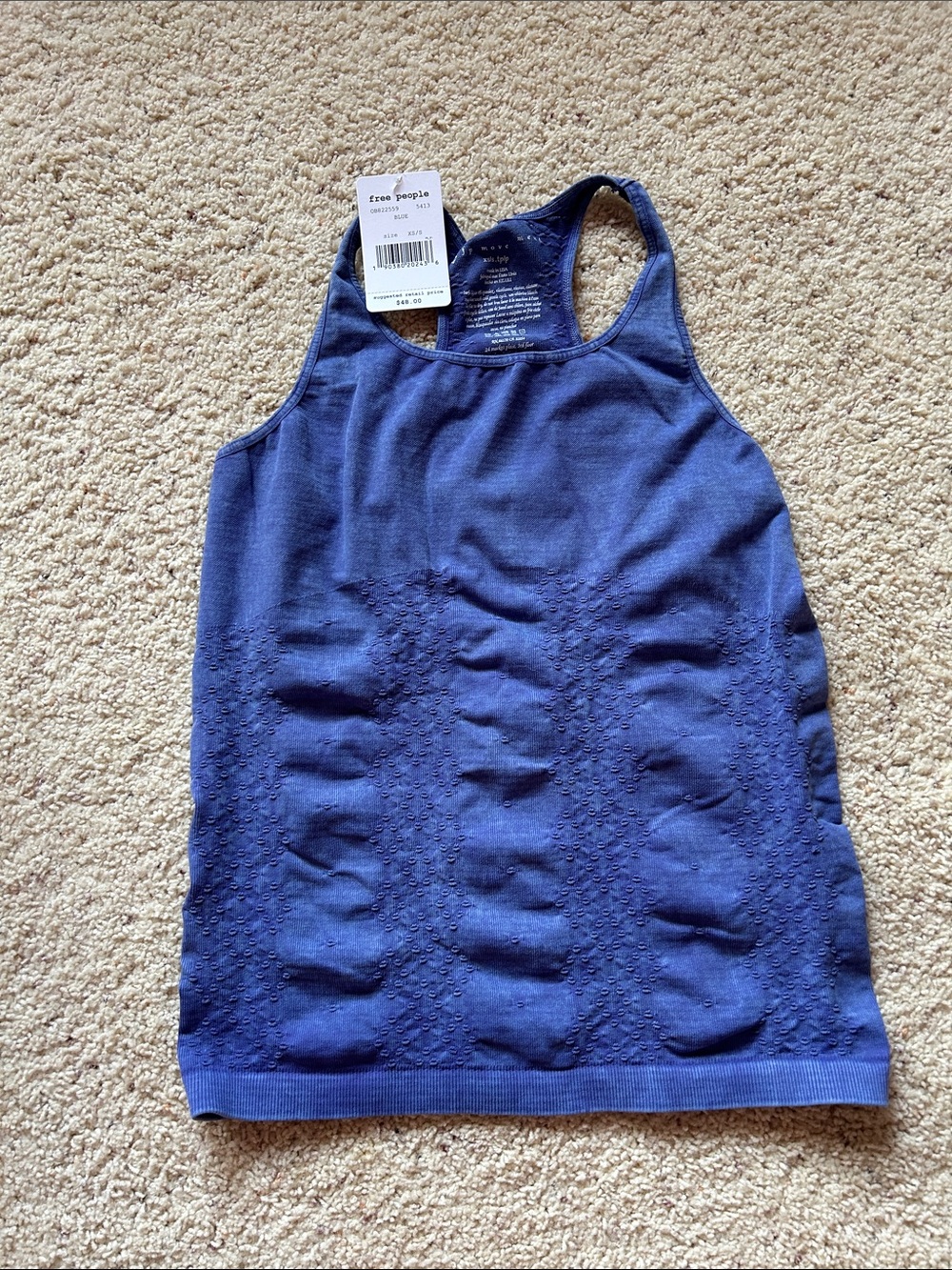 Free People Indigo Eyelet Racerback Tank